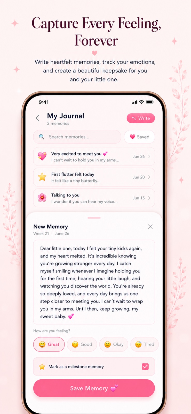 Capture Every Feeling, Forever — pregnancy journal